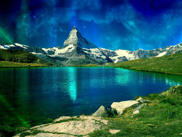 Mountain range lake clouds sky #6 free wallpaper for desktop - medium preview image
