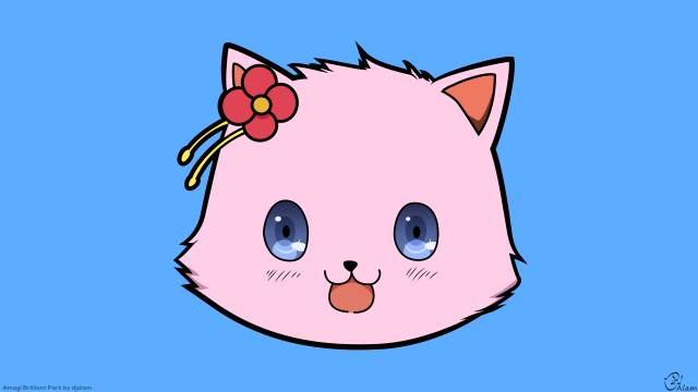 Pink cat flower hair blue free wallpaper for desktop - medium preview image
