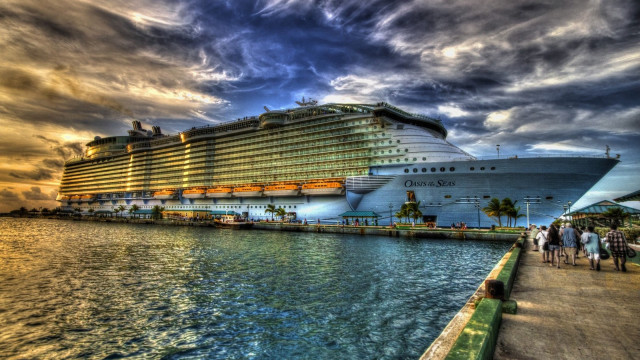 Cruise ship pier cloudy sky #2 free wallpaper for desktop - medium preview image