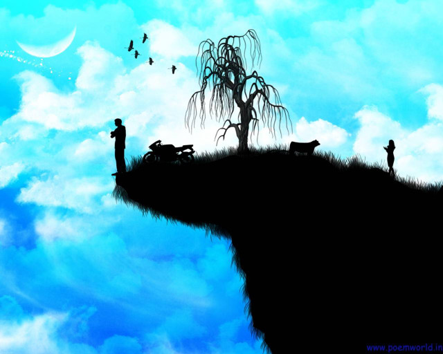 Cliff tree man hill dog free wallpaper for desktop - medium preview image