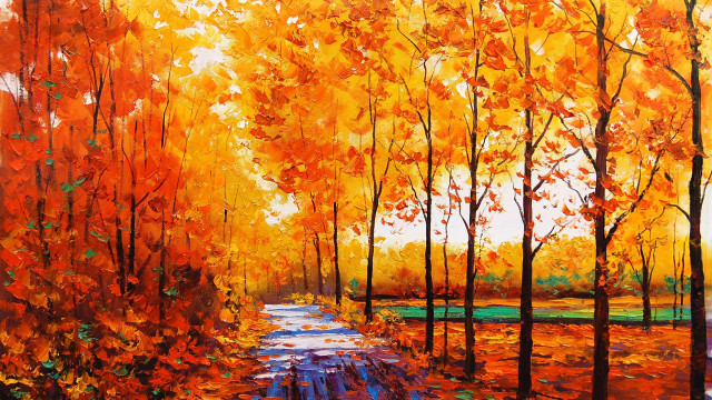 Path park trees leaves painting #2 free wallpaper for desktop - medium preview image