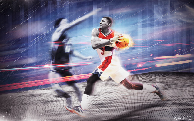 Man holding basketball left hand #2 free wallpaper for desktop - medium preview image