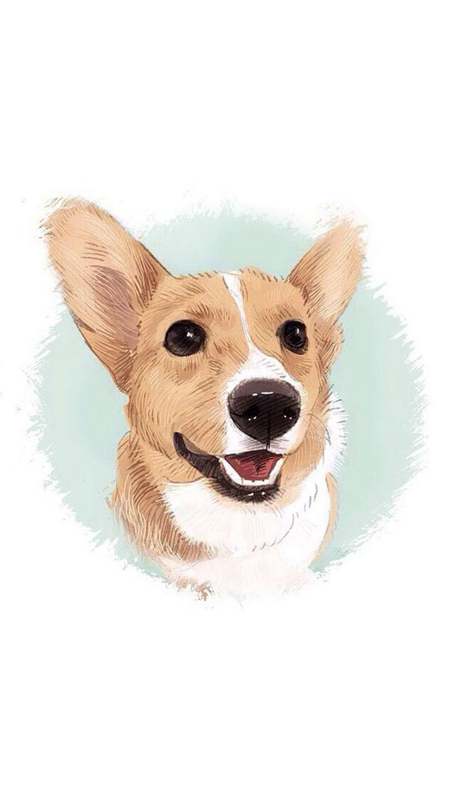 Smiling dog with collar drawing free wallpaper for mobile - medium preview image