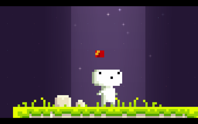 Pixel art dog chasing red free wallpaper for desktop - medium preview image