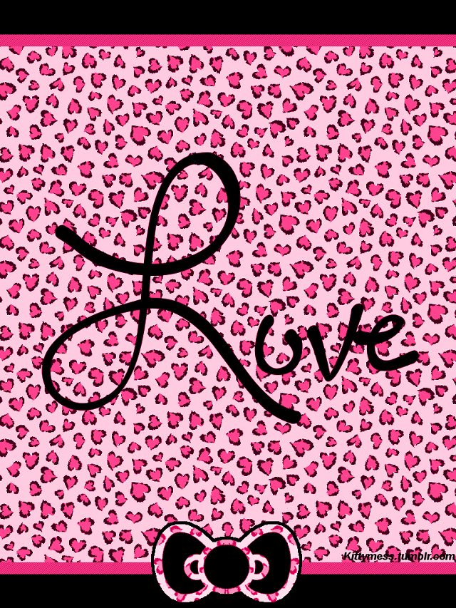 Pink leopard print bow love free wallpaper for mobile - medium preview image