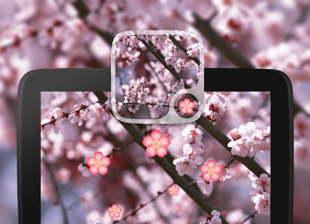 Tablet tree pink flowers blurry free wallpaper for desktop - medium preview image