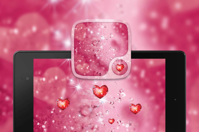 Tablet hearts floating pink background free wallpaper for desktop - medium preview image