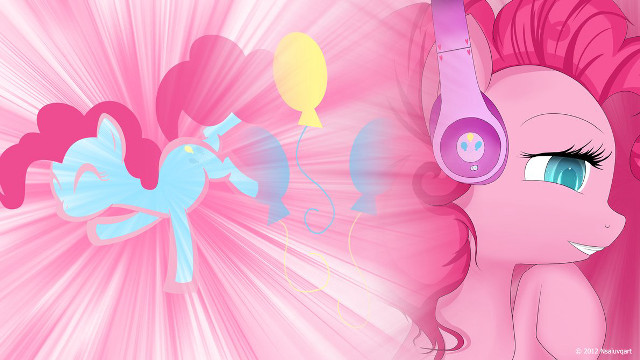 Pink pony headphones balloons stars free wallpaper for desktop - medium preview image