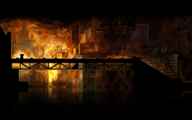 Bridge fire man standing background free wallpaper for desktop - medium preview image