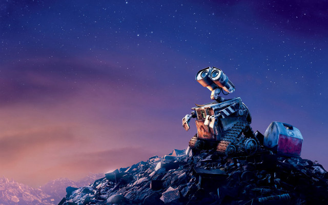 Robot rubble night sky stars free wallpaper for desktop - medium preview image