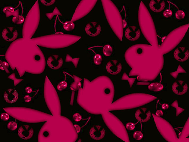 Pink rabbits cherries black background free wallpaper for desktop - medium preview image