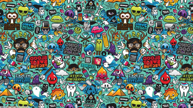Colorful pattern items surface design free wallpaper for desktop - medium preview image