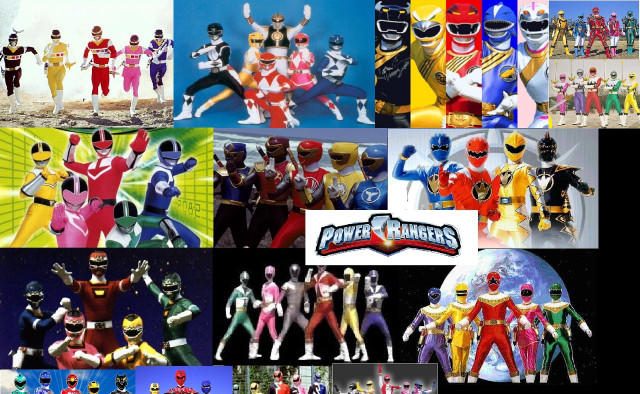 Power rangers collage characters poses free wallpaper for desktop - medium preview image