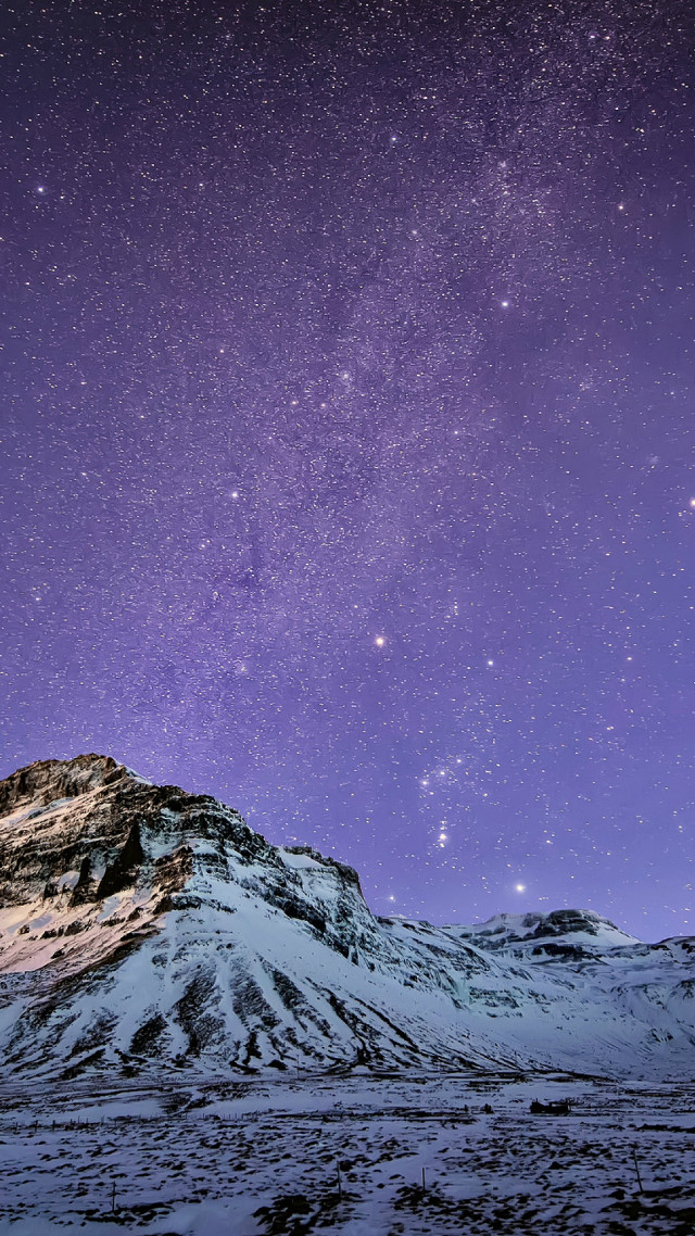 Mountain purple sky stars clouds free wallpaper for mobile - medium preview image