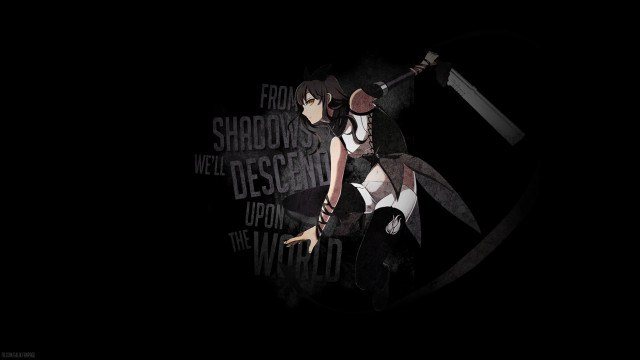 Woman sword dark room words free wallpaper for desktop - medium preview image