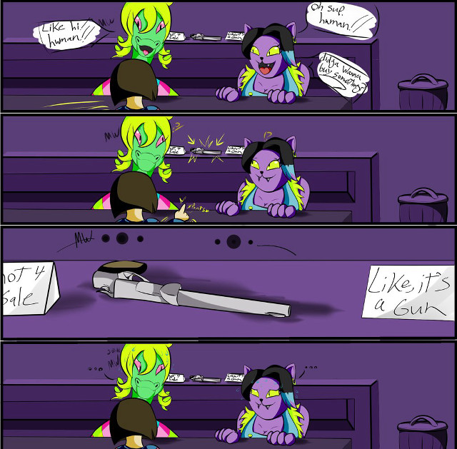 Cat gun comic strip funny free wallpaper for tablet - medium preview image