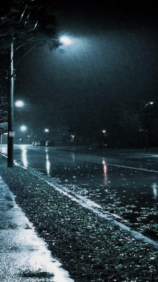 Street night person walking sidewalk free wallpaper for mobile - medium preview image