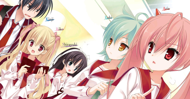 Anime girls school uniform pink free wallpaper for desktop - medium preview image