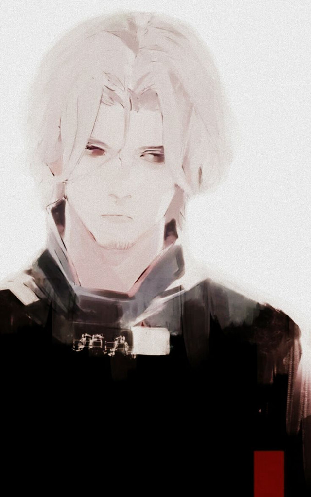 White hair black shirt red free wallpaper for mobile - medium preview image