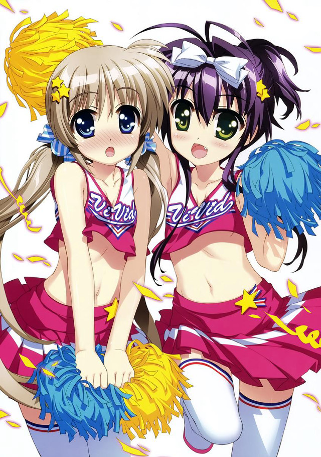 Anime girls cheerleader outfits poms free wallpaper for mobile - medium preview image