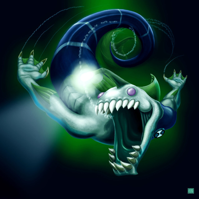 Green blue creature light mouth free wallpaper for tablet - medium preview image