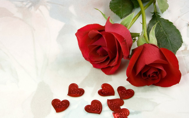 Romantic roses bouquet hearts flower free wallpaper for desktop - medium preview image