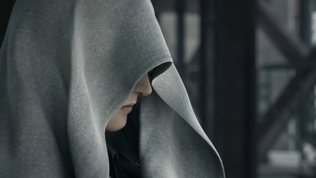Woman hooded cloak looking distance free wallpaper for desktop - medium preview image