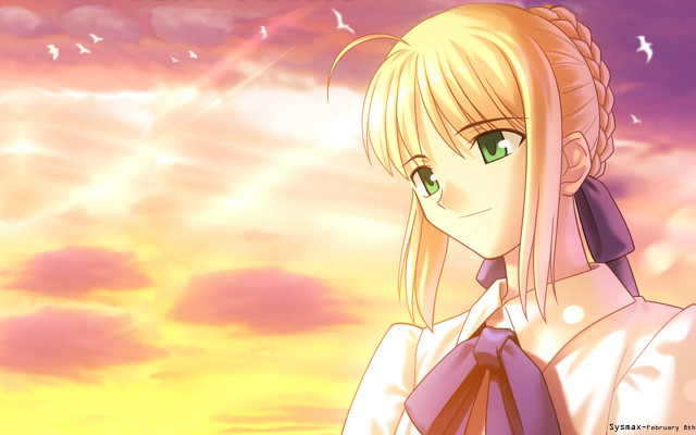 Blonde woman ponytail sunset sky free wallpaper for desktop - medium preview image