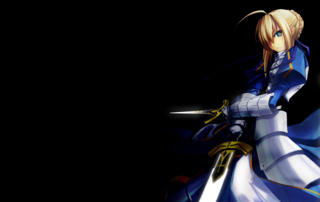 Woman blue dress sword black free wallpaper for desktop - medium preview image