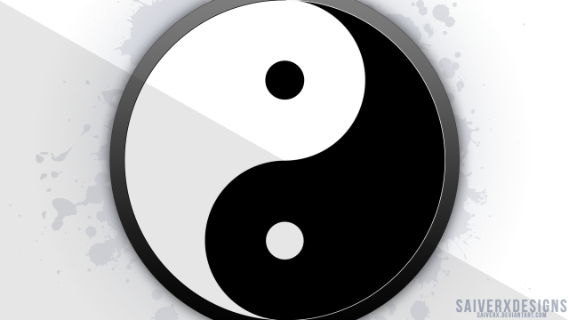 Yin symbol white background black free wallpaper for desktop - medium preview image