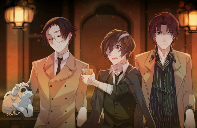 Three people lamp post dog free wallpaper for desktop - medium preview image