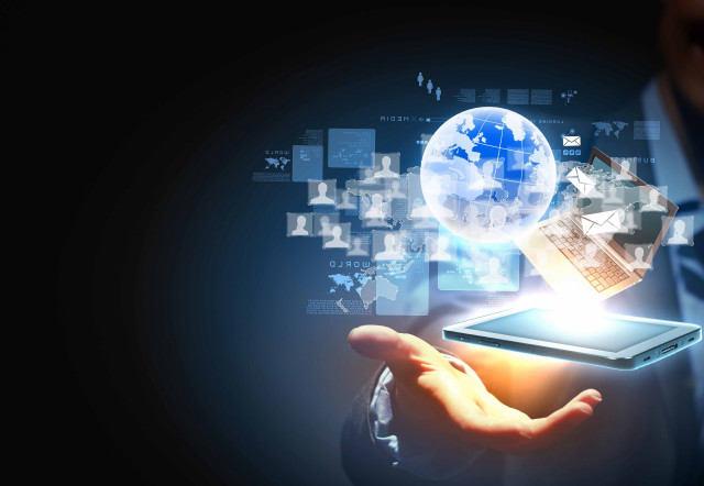 Person tablet world hand phone free wallpaper for desktop - medium preview image