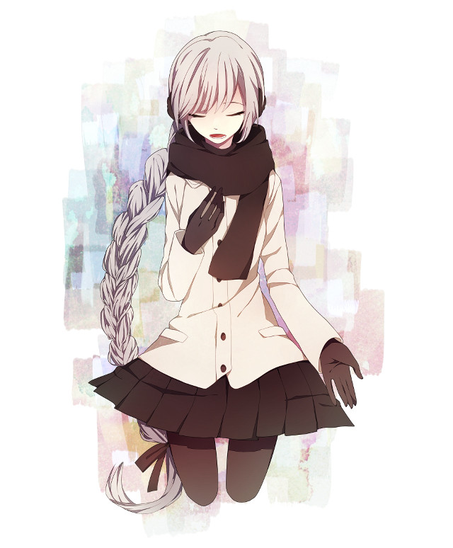 Girl long braid white coat free wallpaper for mobile - medium preview image