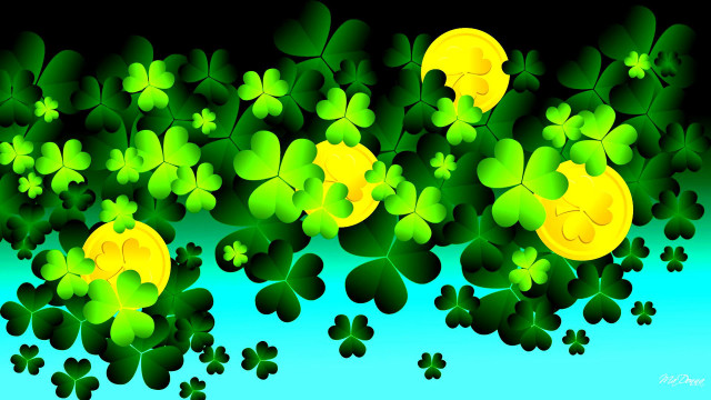 Clovers moon blue sky painting free wallpaper for desktop - medium preview image