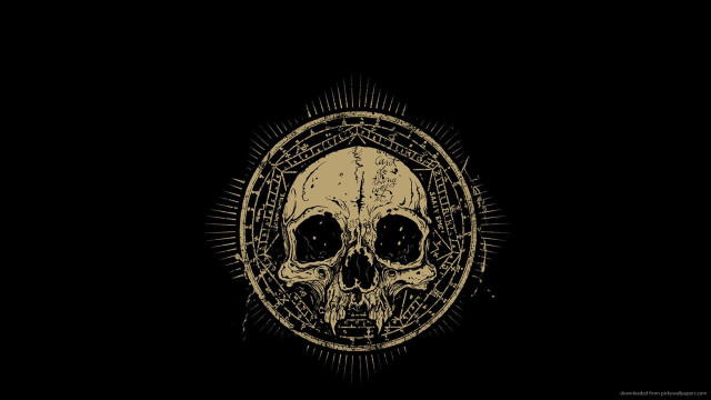 Skull cross circle black background free wallpaper for desktop - medium preview image