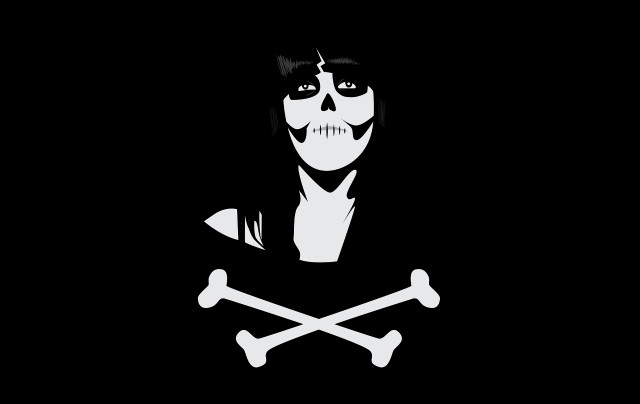 Woman skull crossbones black background free wallpaper for desktop - medium preview image