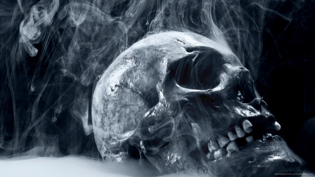 Smoke skull black white background free wallpaper for desktop - medium preview image