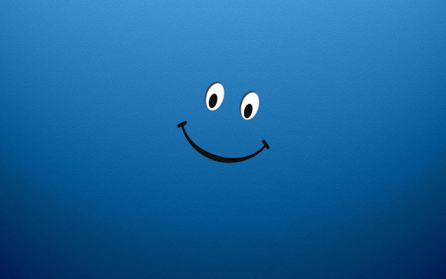 Blue background smiley face black free wallpaper for desktop - medium preview image