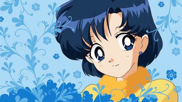 Girl blue hair yellow shirt free wallpaper for desktop - medium preview image