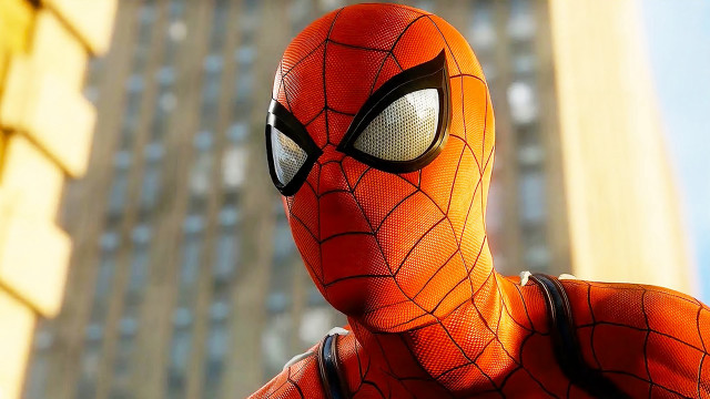 Spider man closeup skyscraper background free wallpaper for desktop - medium preview image