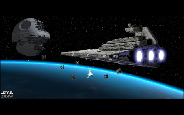 Star wars space station starfighter free wallpaper for desktop - medium preview image