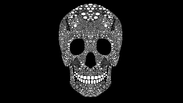 Skull dots black background white free wallpaper for desktop - medium preview image