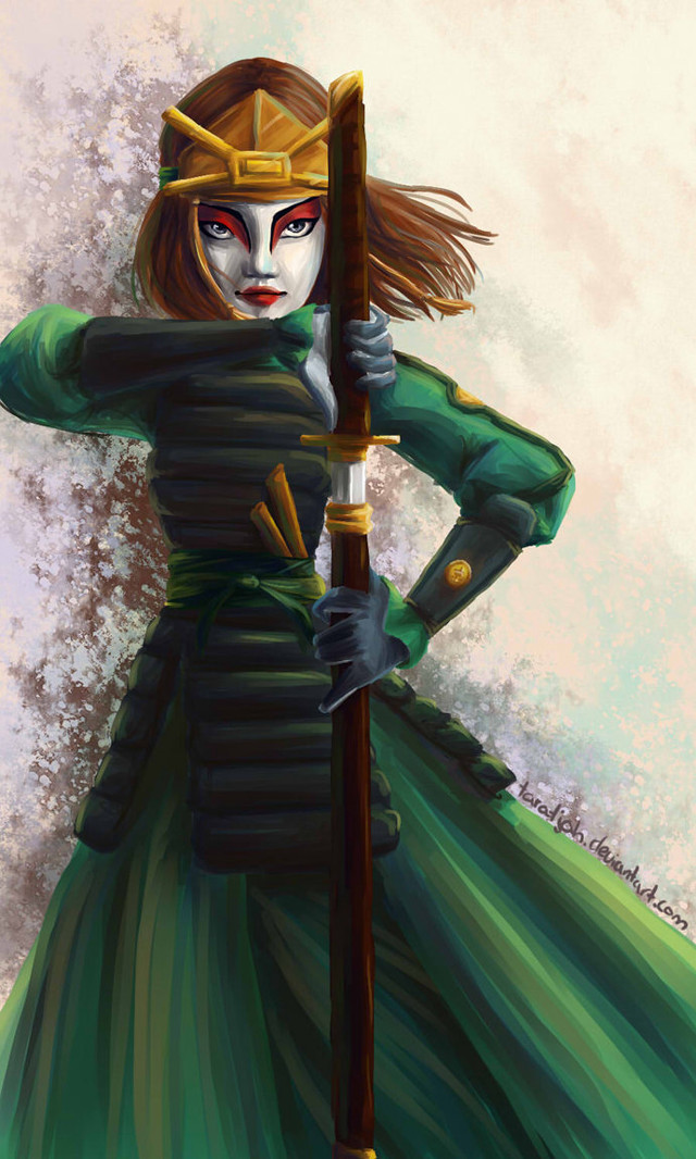 Woman green dress mask sword free wallpaper for mobile - medium preview image