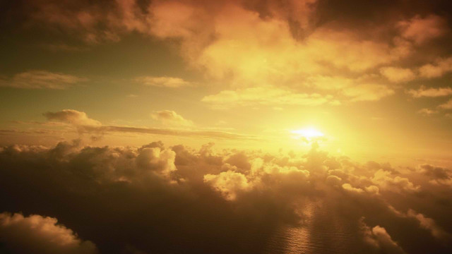 Sunset ocean clouds plane sky free wallpaper for desktop - medium preview image