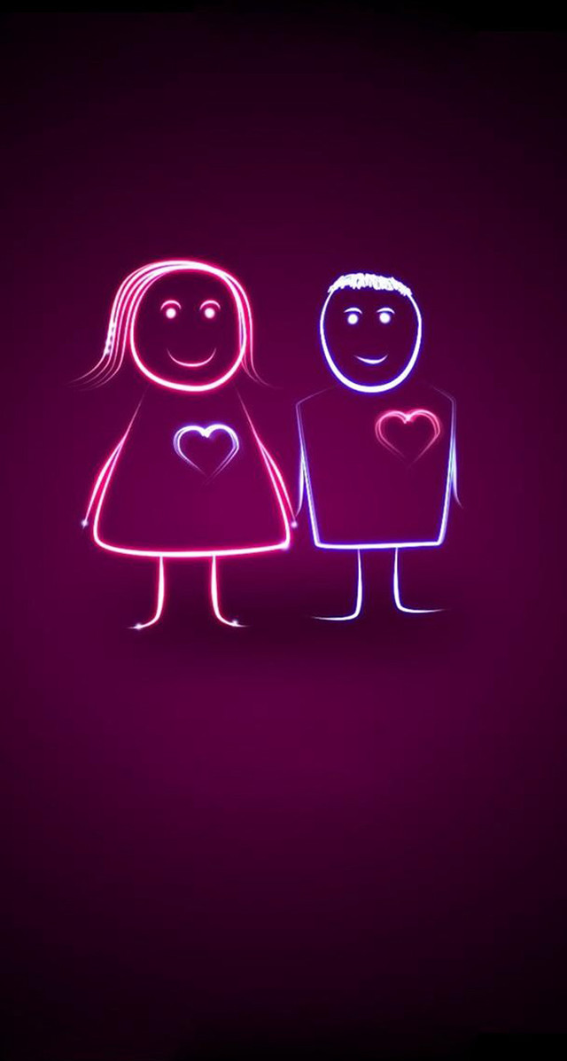 Neon sign couple holding hands free wallpaper for mobile - medium preview image