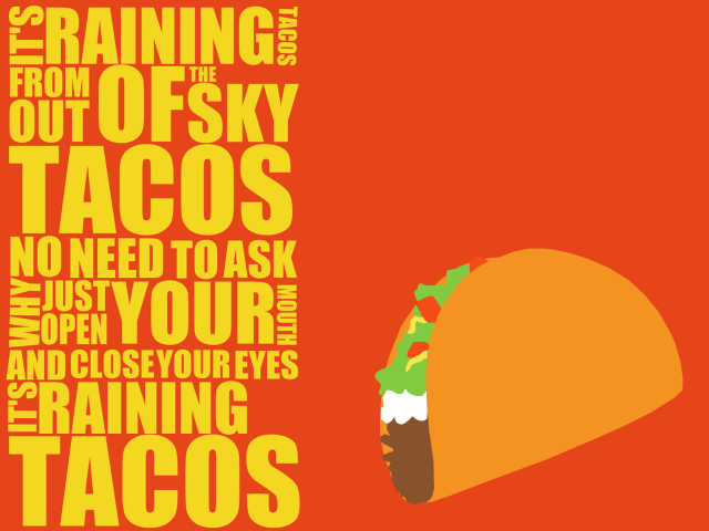 Taco words red background yellow free wallpaper for desktop - medium preview image
