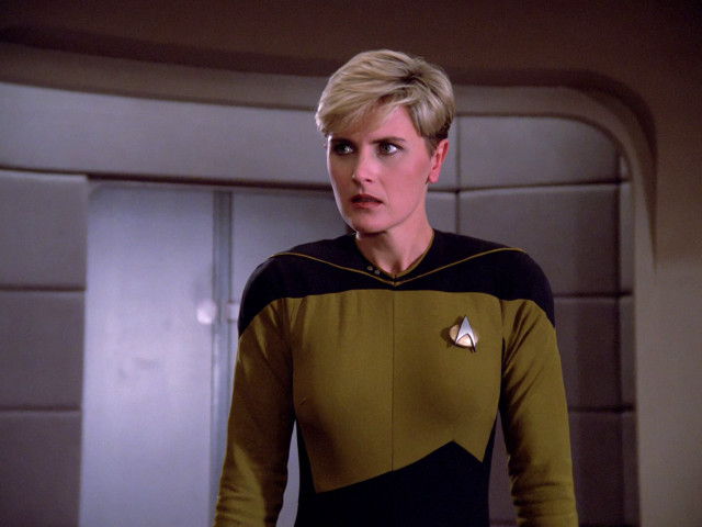 Woman star trek uniform hologram free wallpaper for desktop - medium preview image