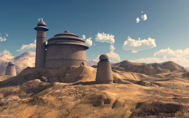 Desert towers dome computer generated free wallpaper for desktop - medium preview image