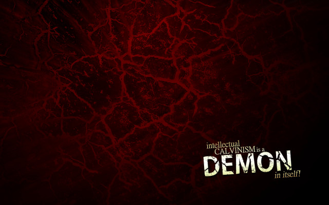 Red background demon design says free wallpaper for desktop - medium preview image