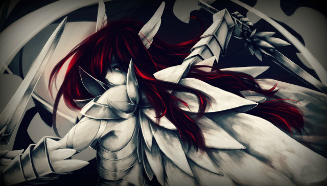 Woman red hair white armor free wallpaper for desktop - medium preview image